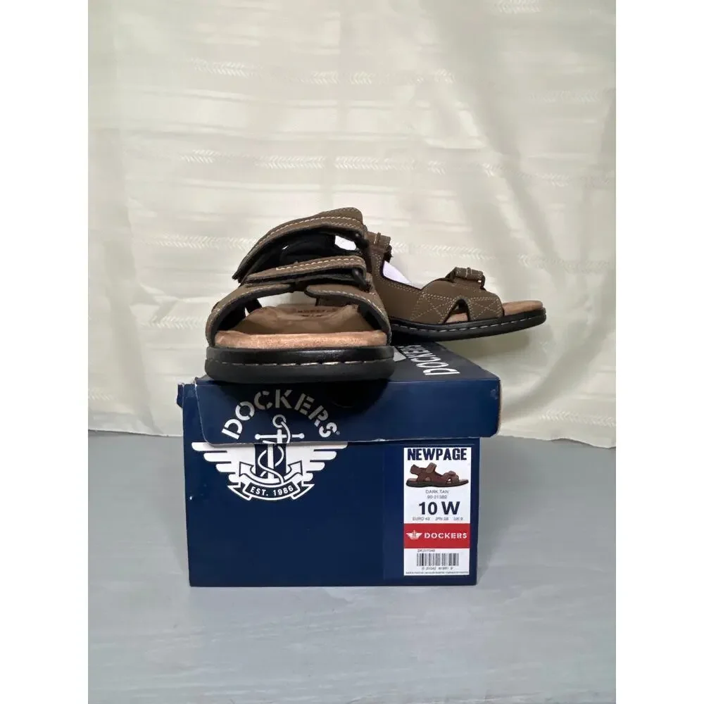 Dockers Newpage Quarter Strap Sandals Dark Tan Mens Size 10 Wide